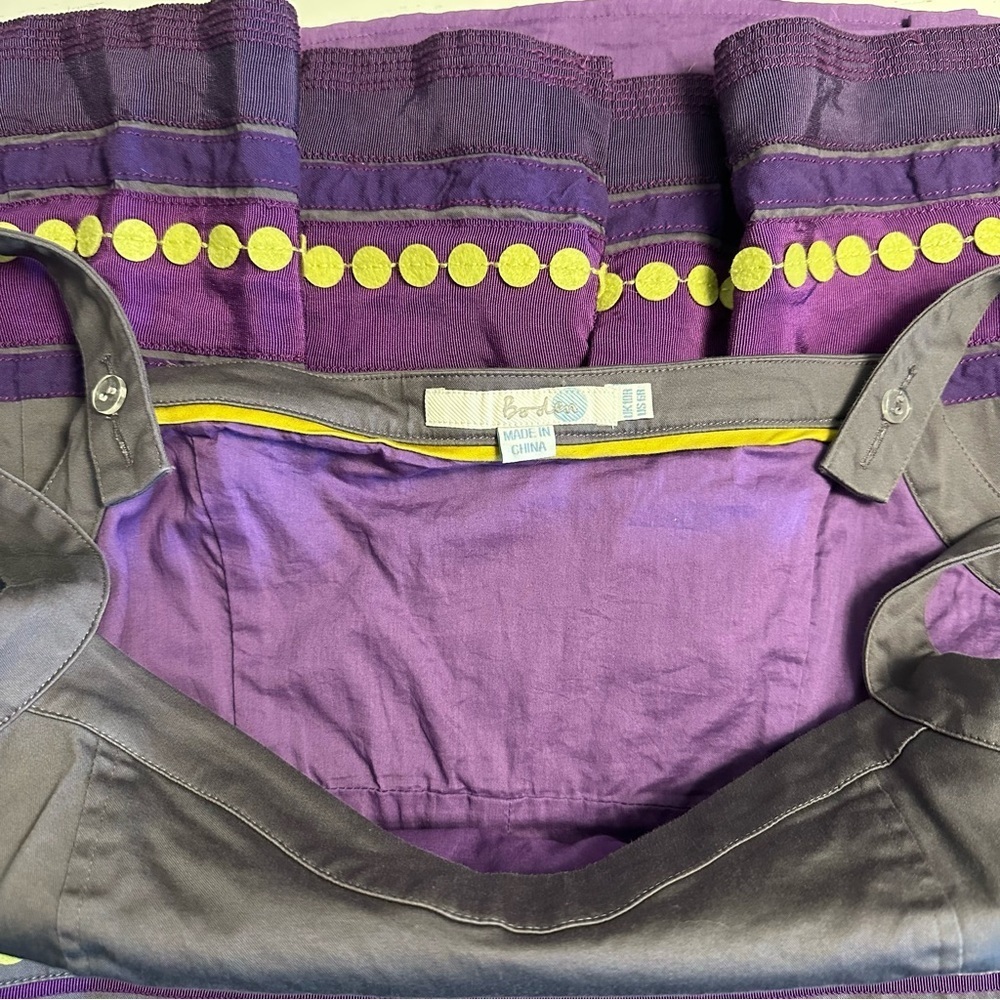 Boden | Women's Gray & Purple Ribbon Detail Pinafore Apron Shift Dress Size 6 - Picture 11 of 12